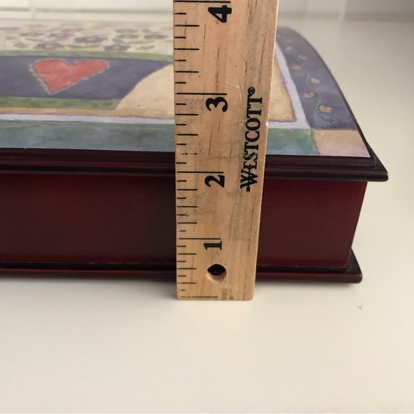 Wooden Jewelry Box Theresa Kogut Print Folk Art Flower Basket - Vintage - Picture 10 of 14